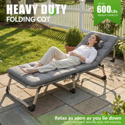 Folding Camping Bed for Backyard Gatherings And Relaxation; 70.87 inch Adjustable Folding Lounger, Perfect for Adults, Travel, The Beach, And Camping Adventures; Easy to Carry; 600-Pound Weight Capacity