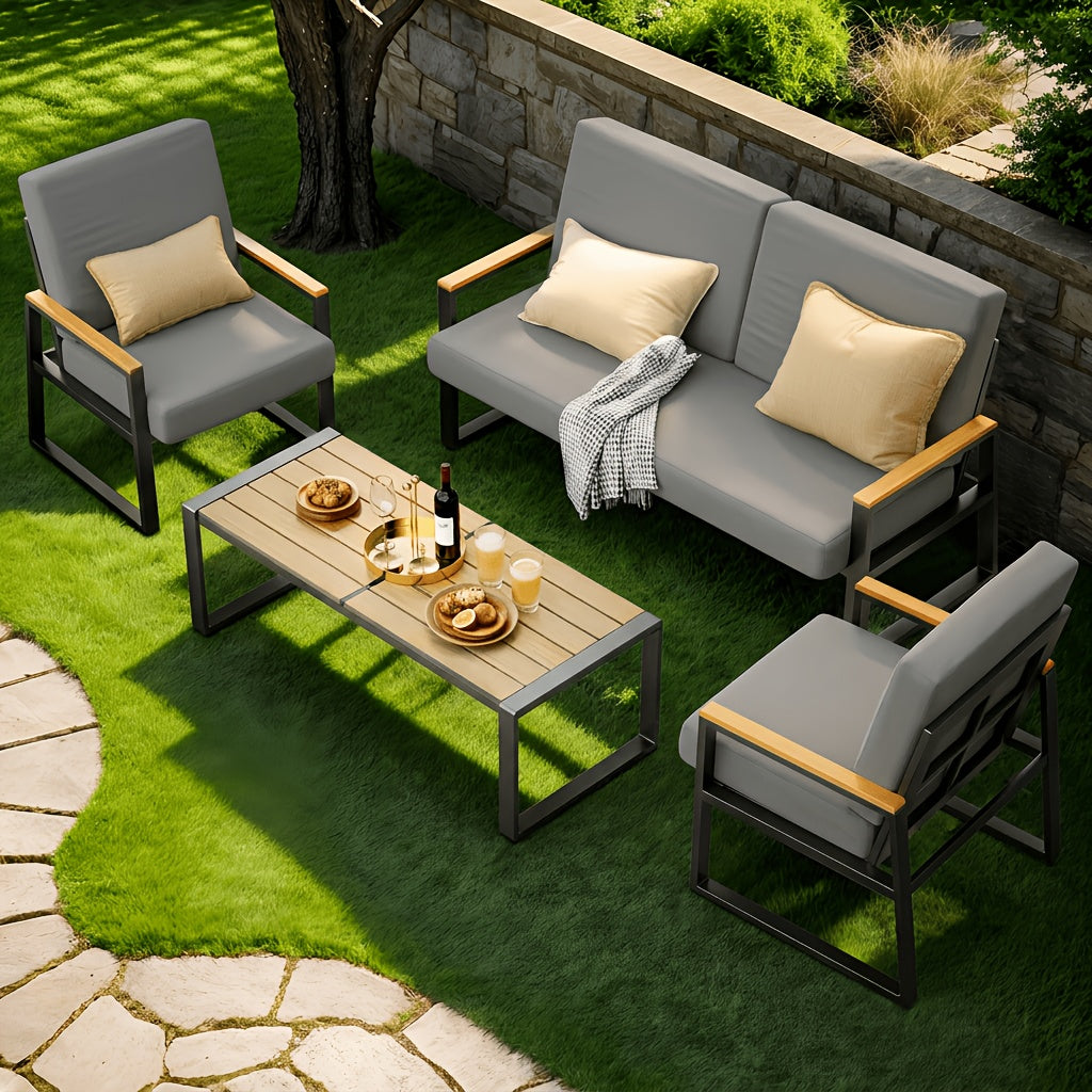 [Outdoor Conversation Set] 4pcs Patio Chairs Set And Patio Porch Furniture Set For Garden & Patio - Outdoor Conversation Set