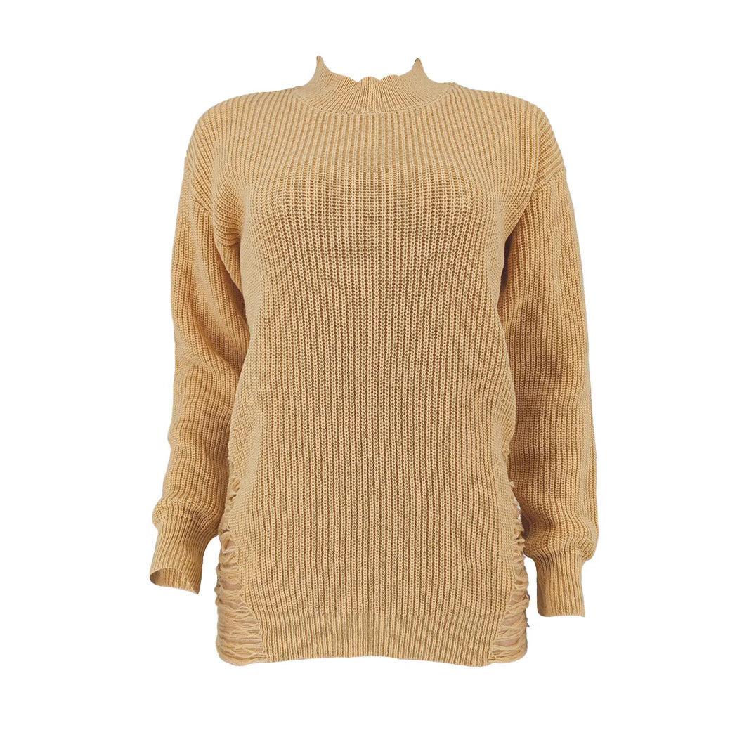 Fashion Sexy Cutout Slim Fit Long Pullover Sweater
