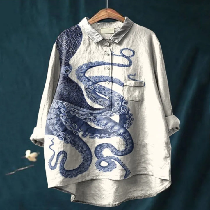 Animal Print Long-Sleeve Shirt – Cozy Retro Vibes