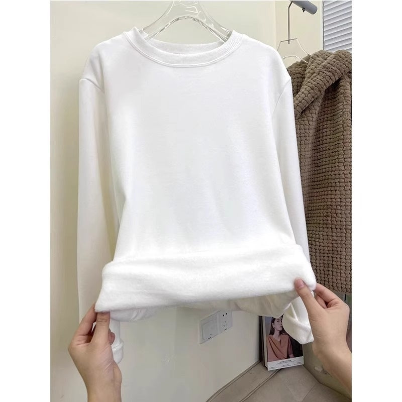 Women's Plus Velvet Loose Mid-Length Thermal T-Shirt