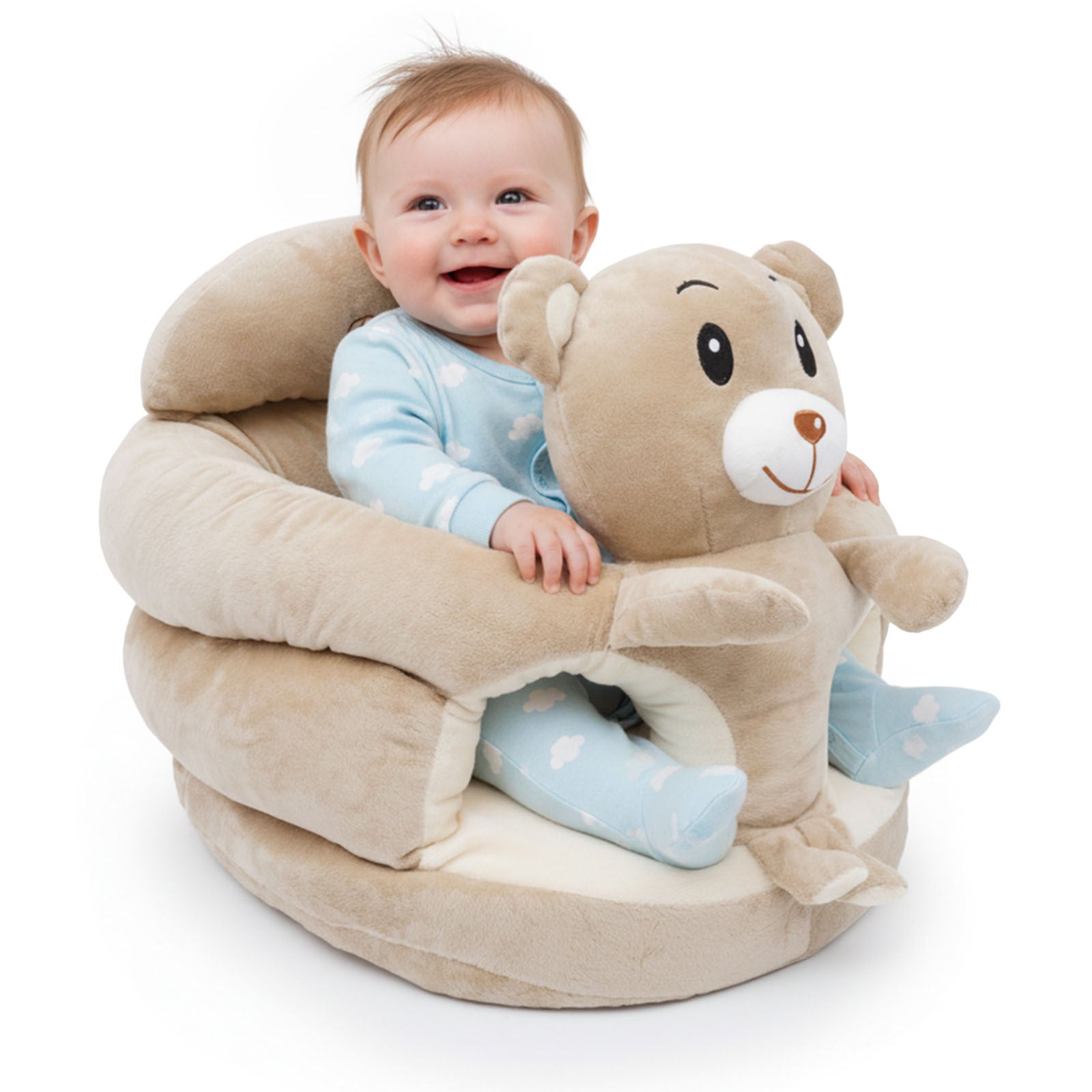Plush Elephant Baby Support Seat - Ultra-Soft Cushioned Infant Lounger with Grey & White Elephant Design, Tummy Time Bed for & Toddlers, Non-Toxic Soft Fabric, Ideal Gift for Christmas, Birthdays, (No Assembly Required