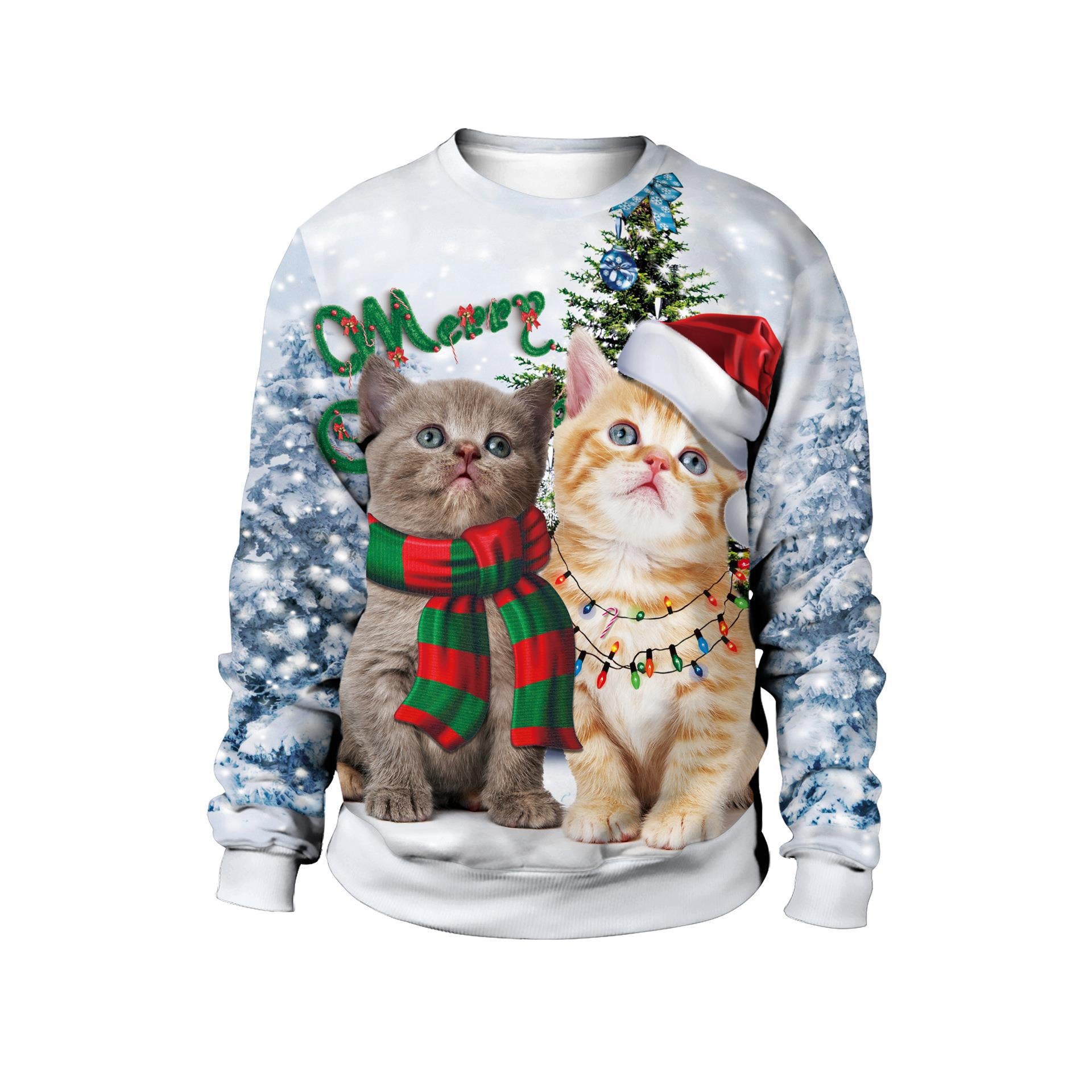 Festive 3D Print Christmas Couple Sweater