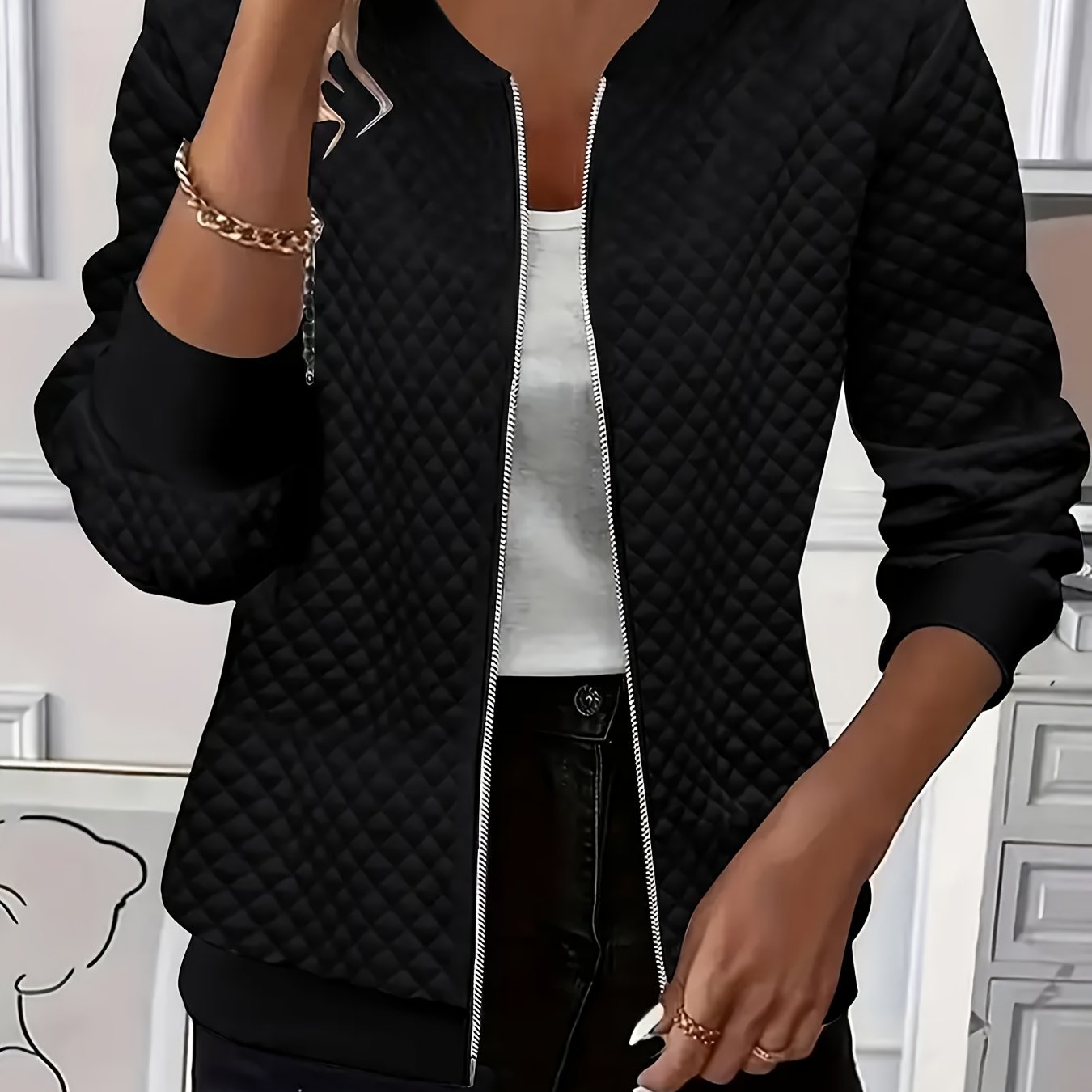 Plus Size Women's Long Sleeve Zipper Sweatshirt Jacket