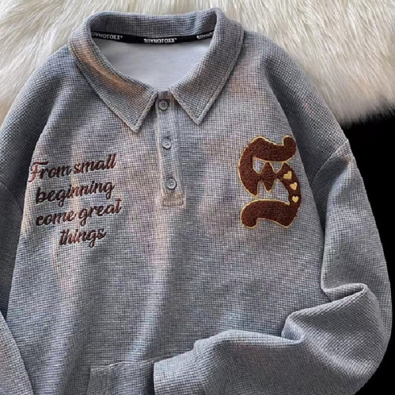 Women's Embroidered Waffle Polo Sweater