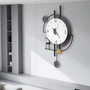 Modern Art Geometric Wall Clock with Deer Silhouette, 23.23"×13.19", Creative Black/White/Golden Minimalist Design, Perfect for Scandinavian & Contemporary Interiors – Local Warehouse (Christmas, Halloween)