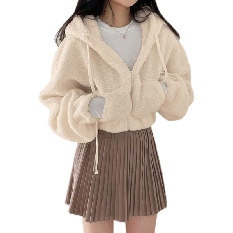 Academy Retro Solid Lamb Wool Casual Jacket Top