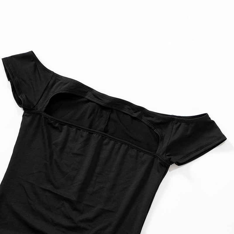 Off-shoulder Short Sleeve Exercise Casual Pants Jumpsuit