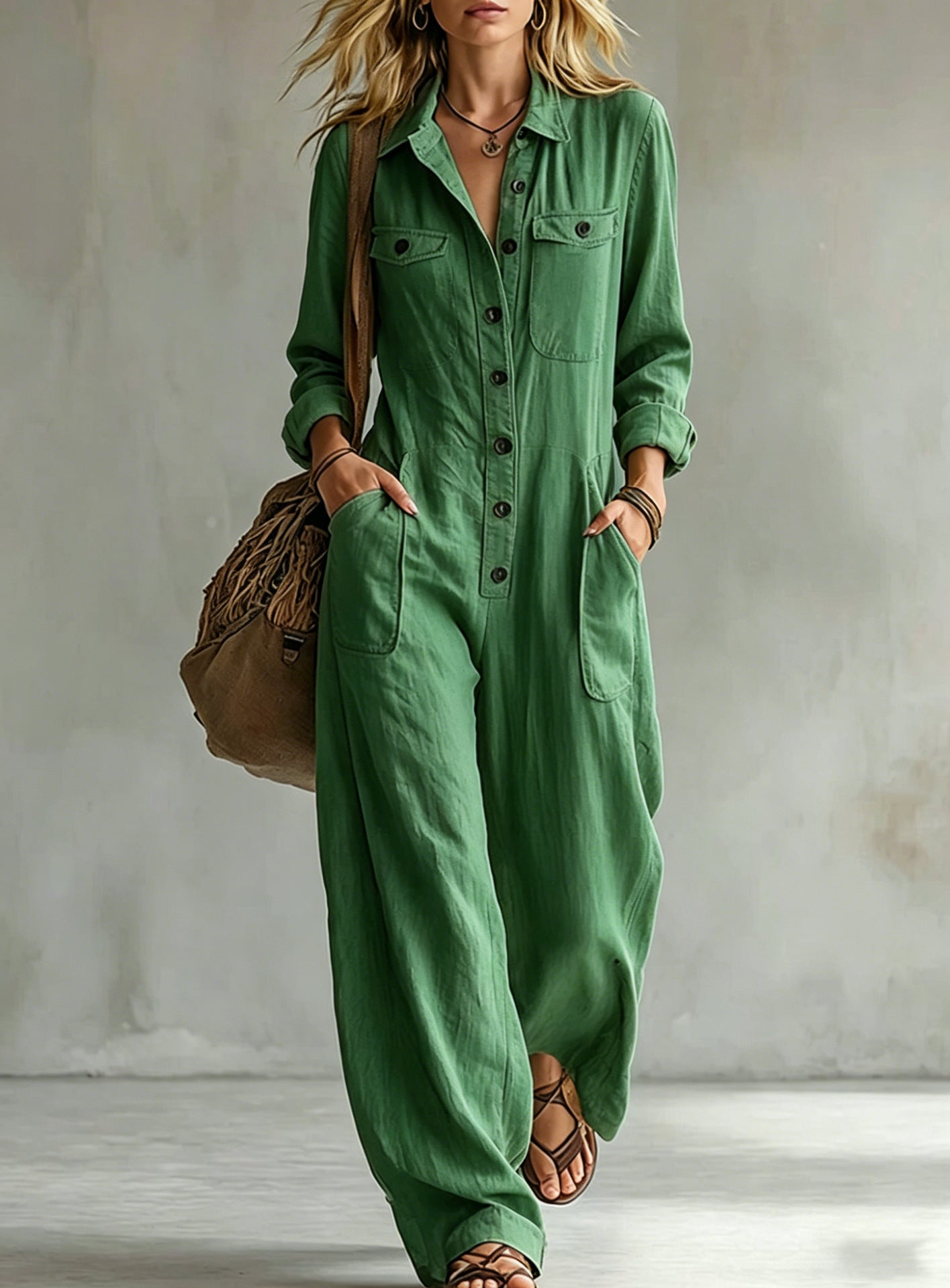 Women's Casual Linen Workwear Jumpsuit