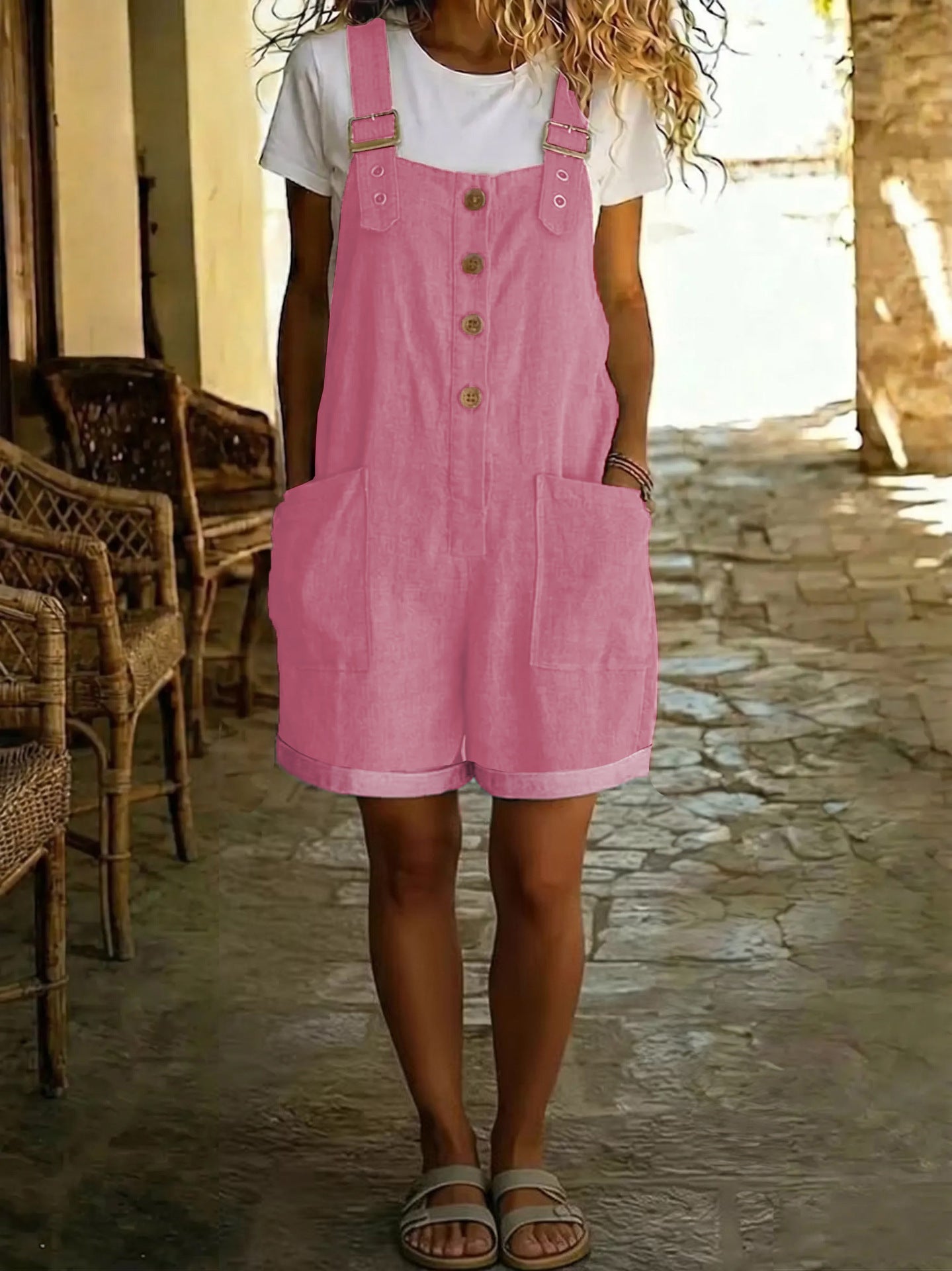 Retro Pocket Straight-Leg Overalls for Women