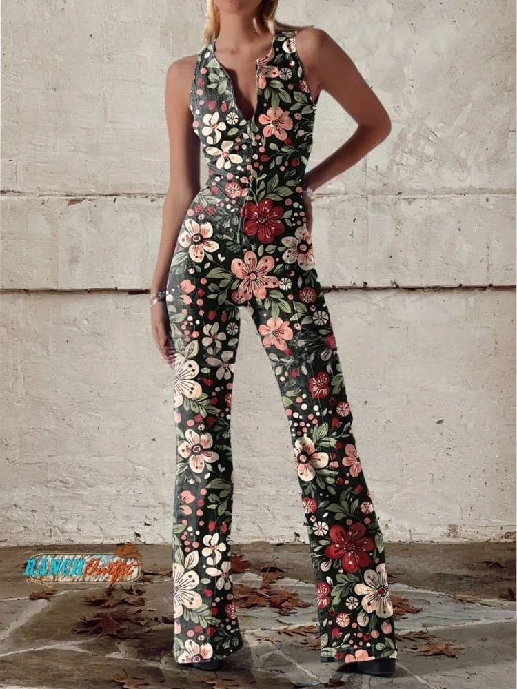 Chic Printed Off-Shoulder Sleeveless Jumpsuit