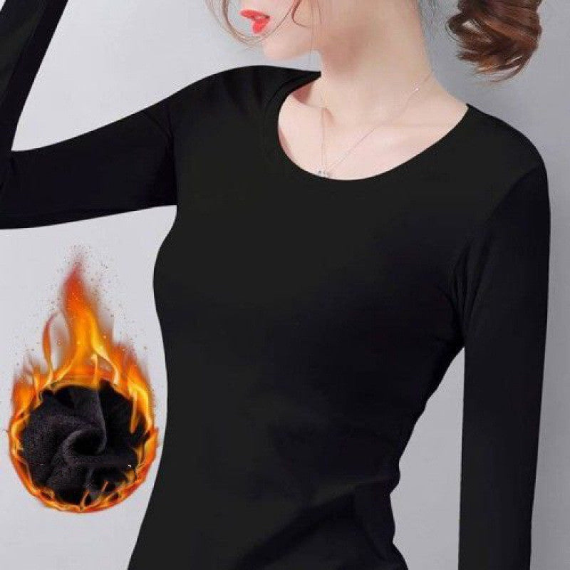 Women's Slim Solid Color Thermal Warm Base Layer Top