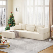 106 inch modular L-shaped sectional sofa with deep seat and throw pillows