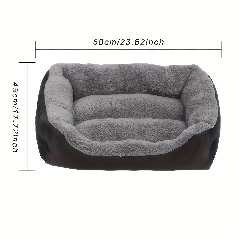 Comfortable Pet Bed Sofa for Large Dogs & Cats - Plush Black Rectangular Bed with Non-Slip Design, Plush Polyester Fabric for Cozy Naps & Restful Sleep, Cozy Bedding for Pets,