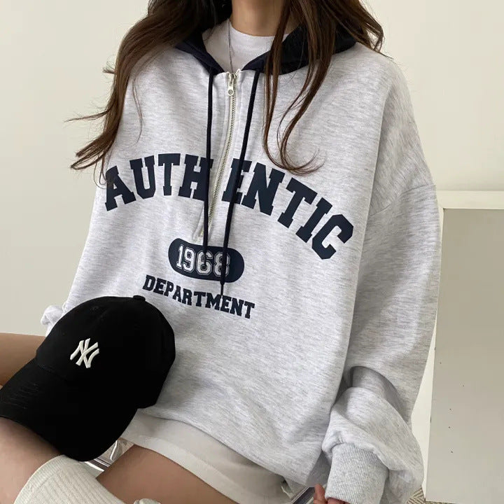 Niche Style Zip-Up Hoodie Sweatshirt