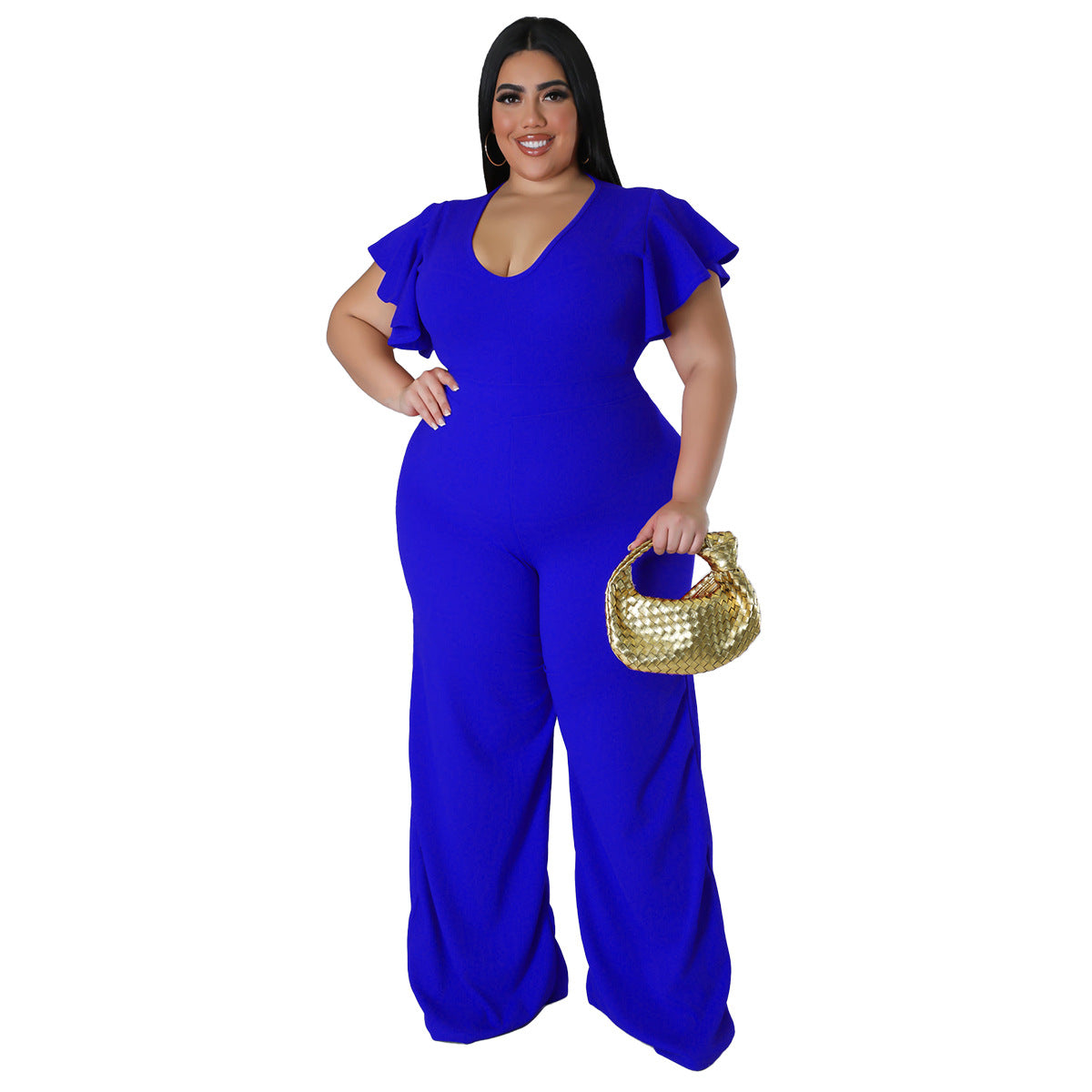 Women's High-Stretch Lotus-Leaf Wide-Leg Pants