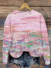 Women's Printed Crew Neck Casual Pullover Sweatshirt