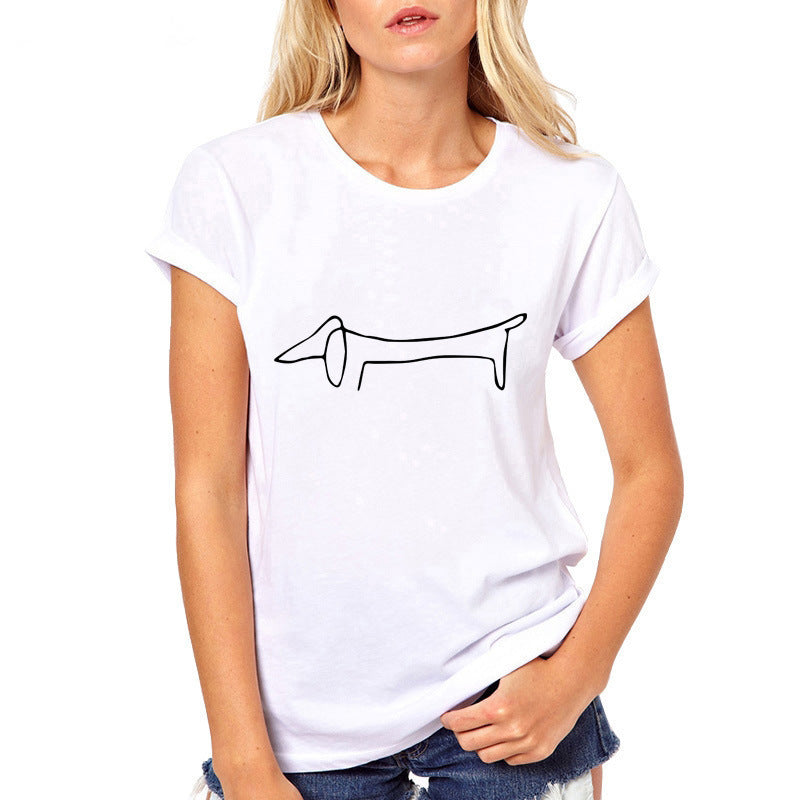 Cute Dachshund Print Short Sleeve Tee – Cozy Cotton Shirt