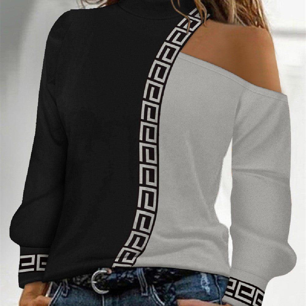 Women's Casual Long Sleeve Bronzing Crew Neck Tee