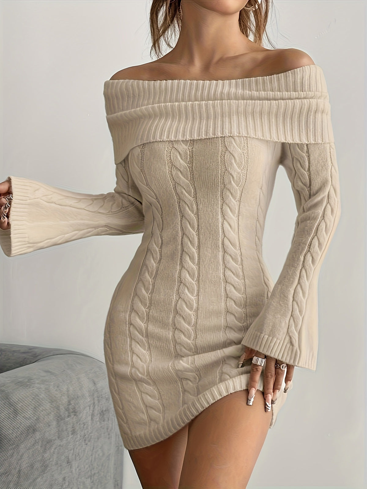 Polyester Women's Sweater Loose Casual Dress