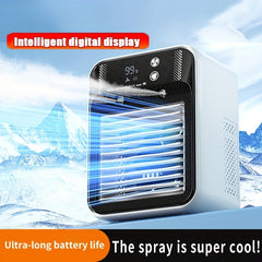 Portable Mini Air Conditioner Fan with USB‑C Rechargeable 6000 mAh Battery, Dual Wind Speeds and Dual Mist Modes