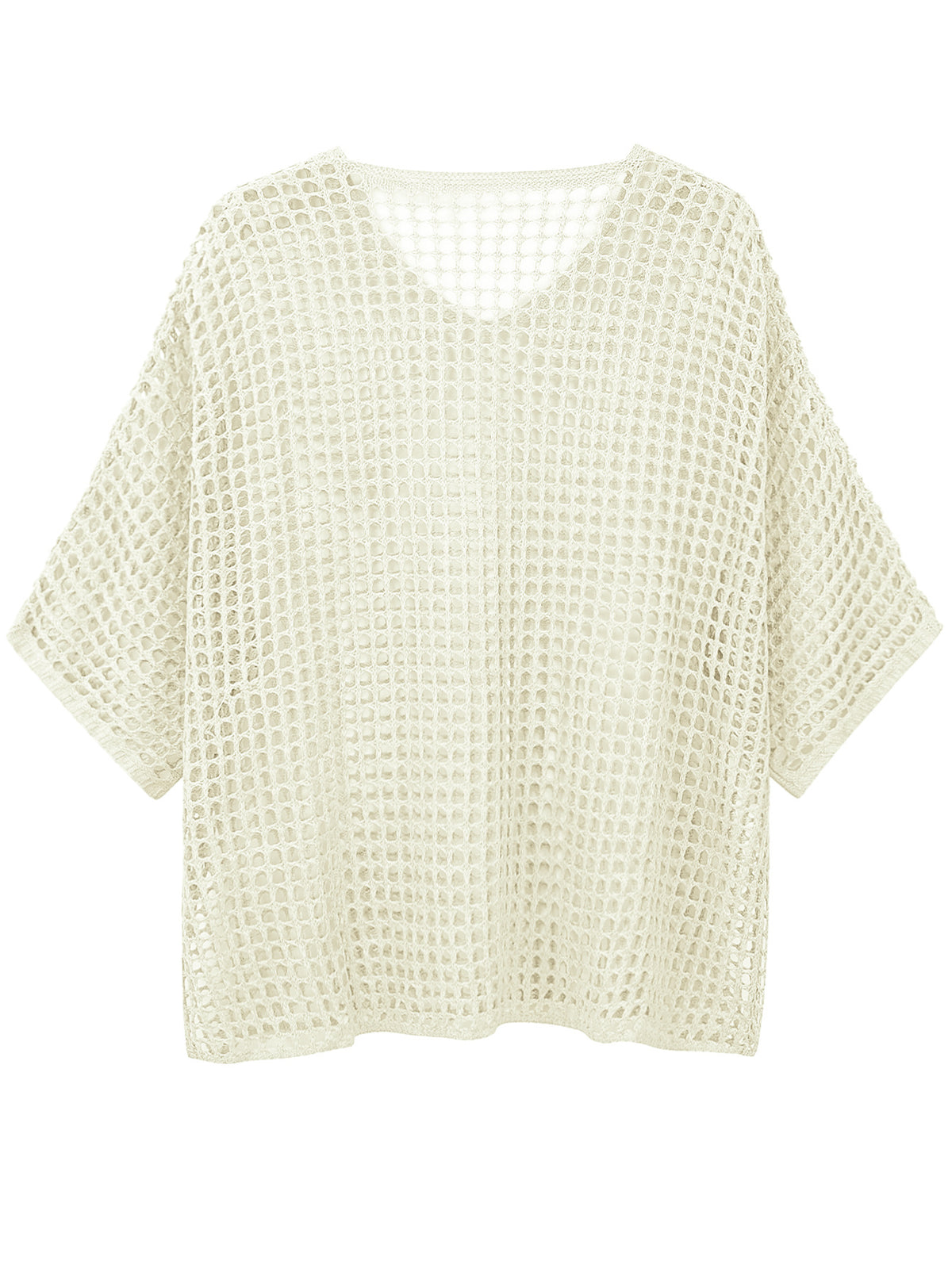 V Neck Hollow Out Knit Tunic Top Batwing Half Sleeve Loose Mesh Cover Up
