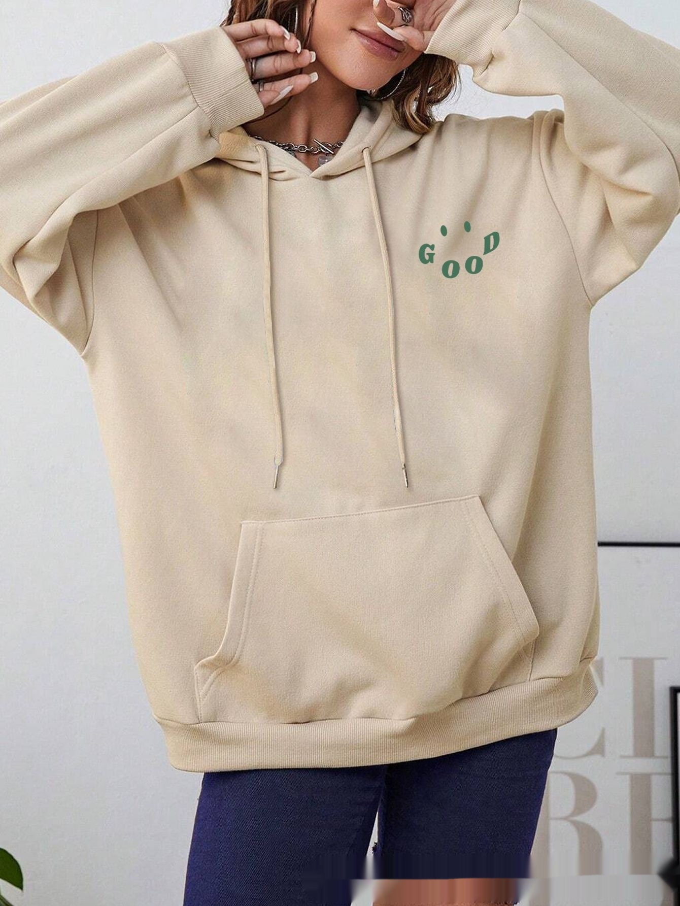 Cozy Oversized Letter Print Hoodie Streetwear