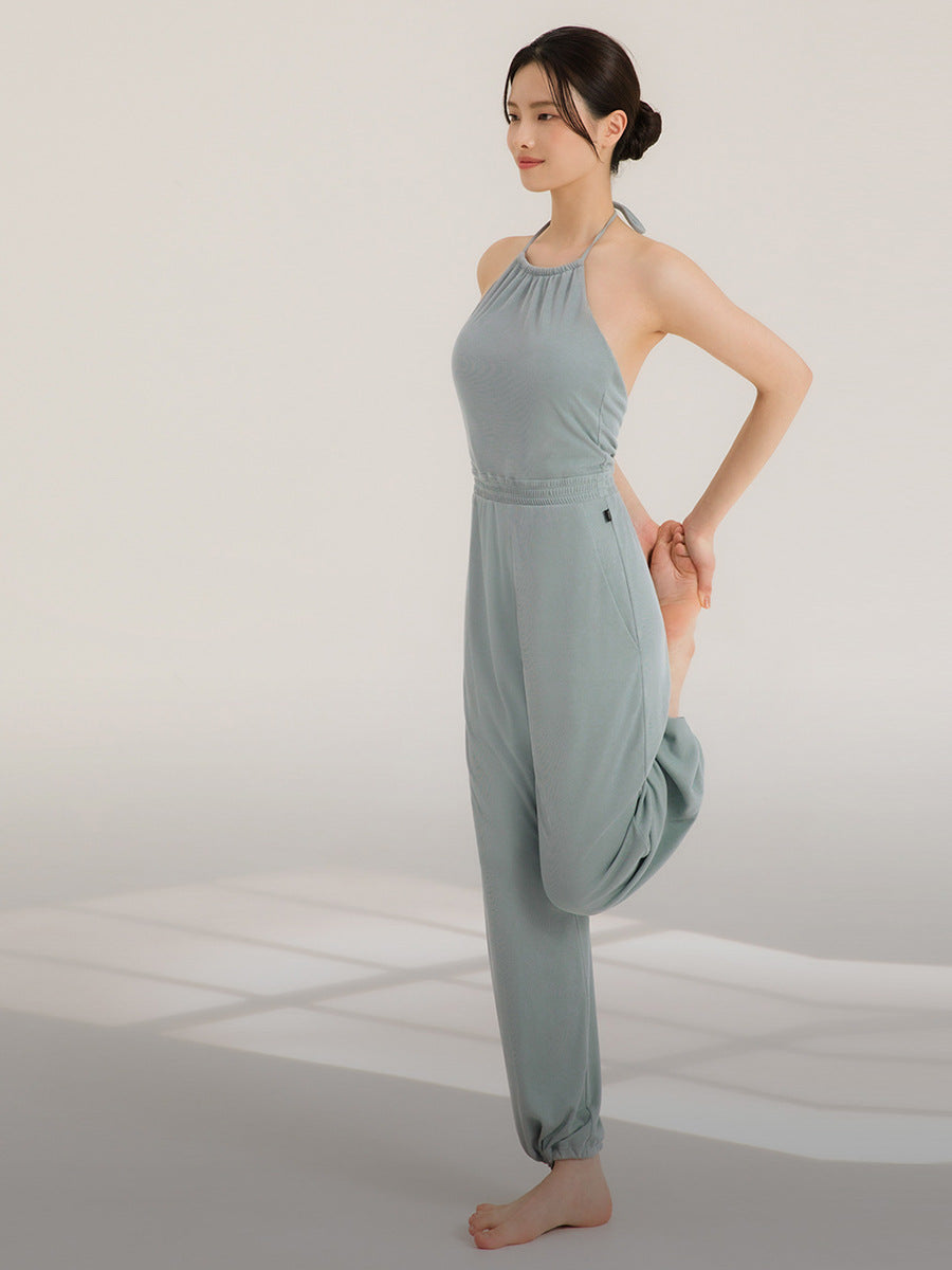 Women's Halter Backless Fitness Jumpsuit