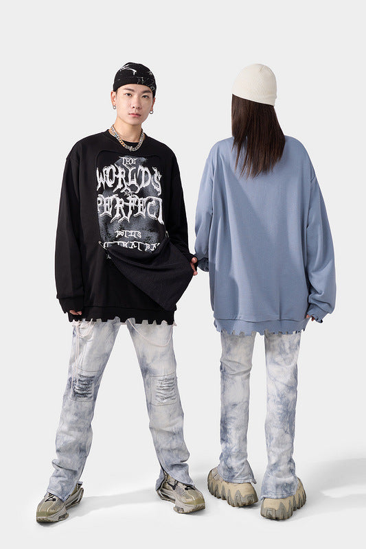 Hip Hop Oversized Letter Print Sweatshirt