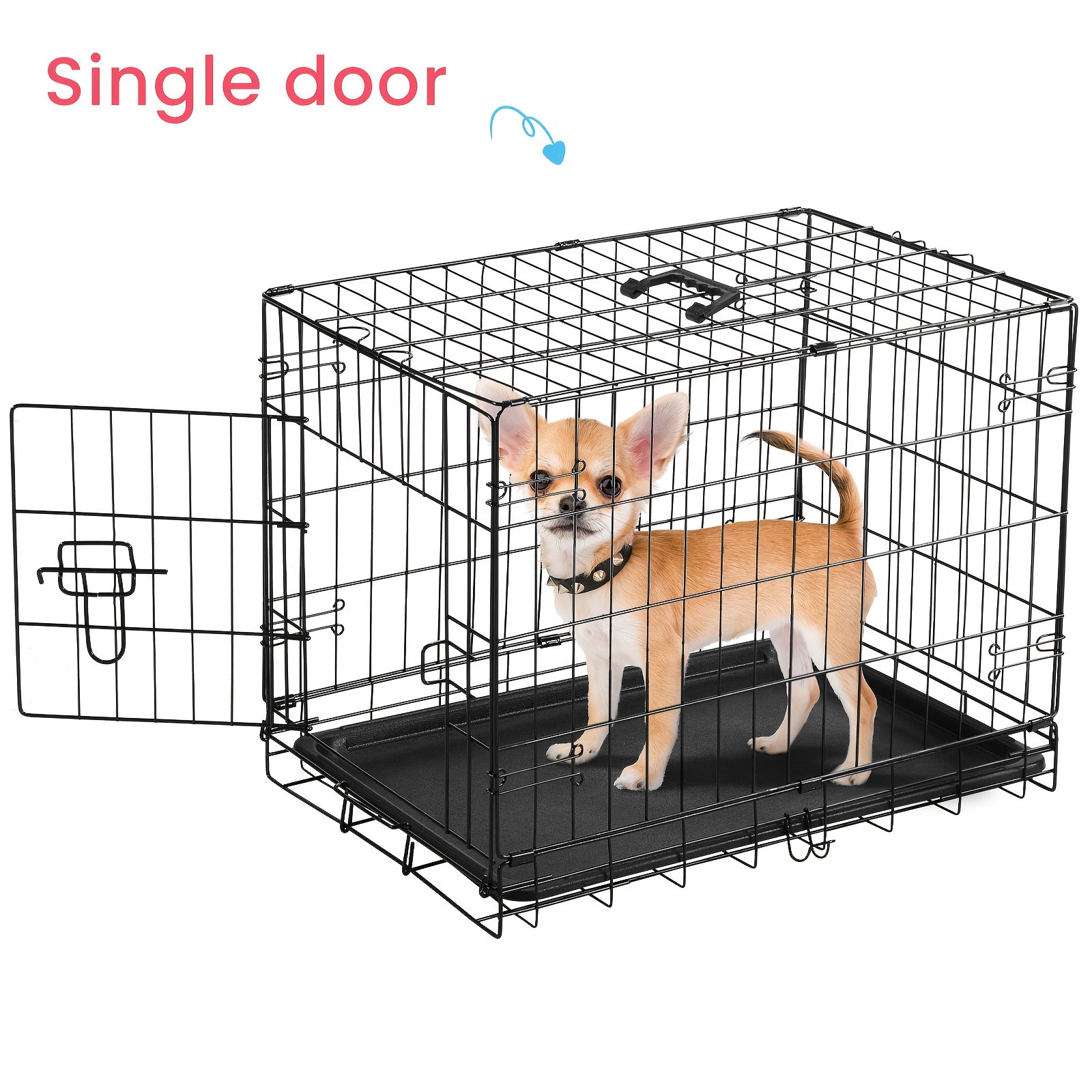 24 Inch Small Dog Crate: Single Door Metal Kennel With Divider Panel, Leak-proof Pan Tray - Folding And Portable Wire Cage For Indoor Outdoor Travel