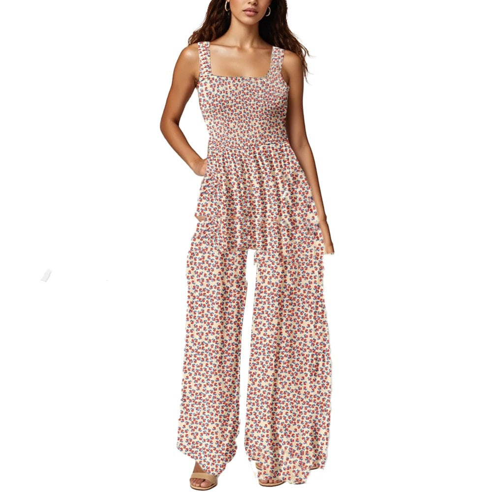 Women's Strappy Loose Printed Jumpsuit