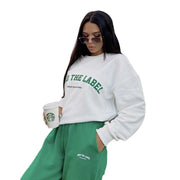 Women's Letter Print Loose Casual Pullover Sweater
