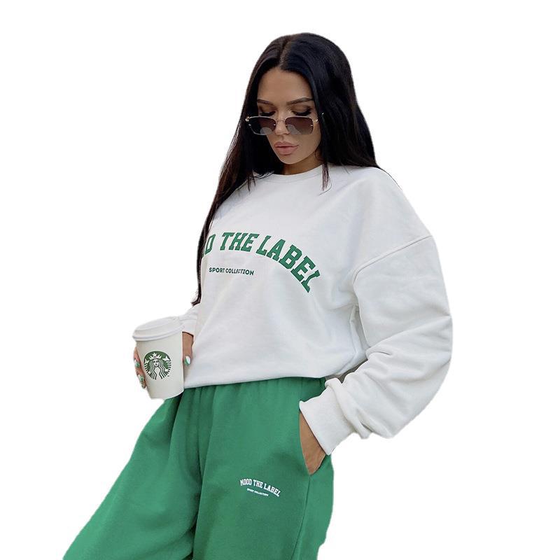 Women's Letter Print Loose Casual Pullover Sweater
