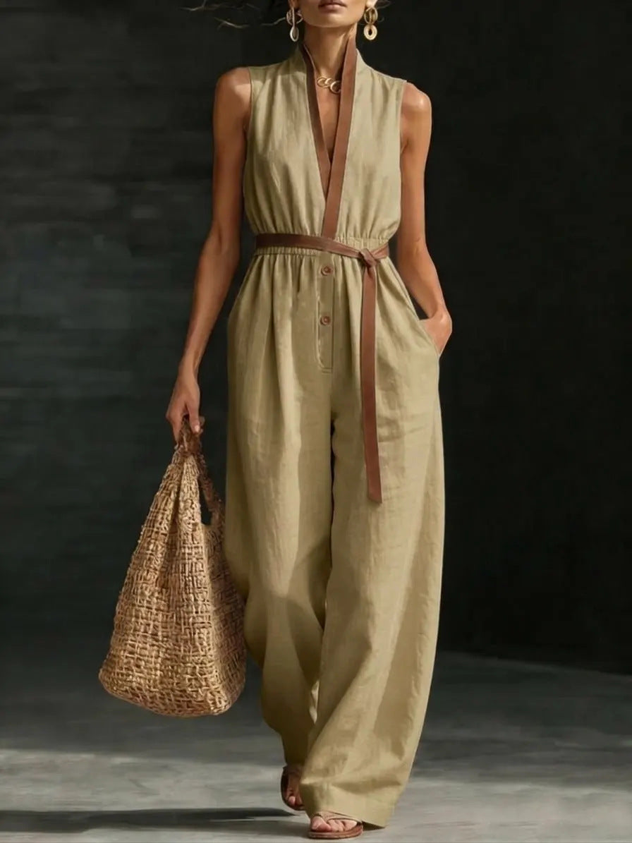 V-Neck Sleeveless Chic Women's Jumpsuit