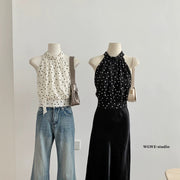 Polka-dot Halter Off-shoulder Sleeveless Camisole