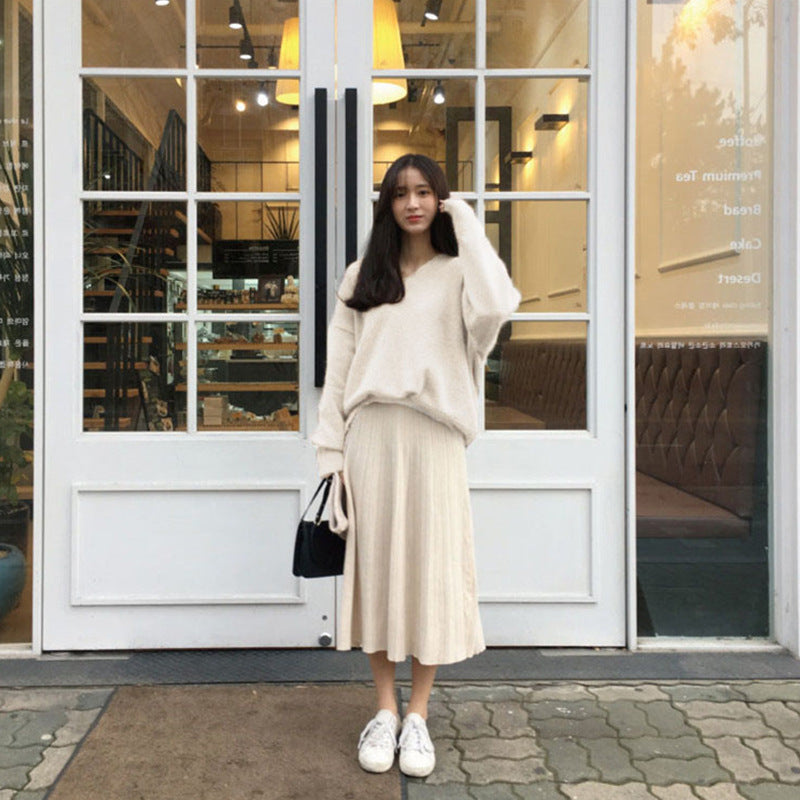 Loose and Lazy Style Solid Color Sweater Top