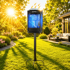 Solar Outdoor Bug Zapper with Ground Bracket, Cordless Design, Illuminated Light and 5000mAh Rechargeable Battery