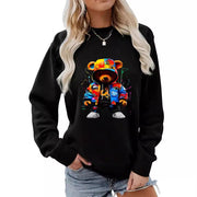 Cozy Cartoon Brushed Hoodie with Heel Collar