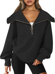 Women's Oversized Half Zipper Pullover Sweater