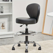 Black PVC Salon Adjustable Stool with Footrest