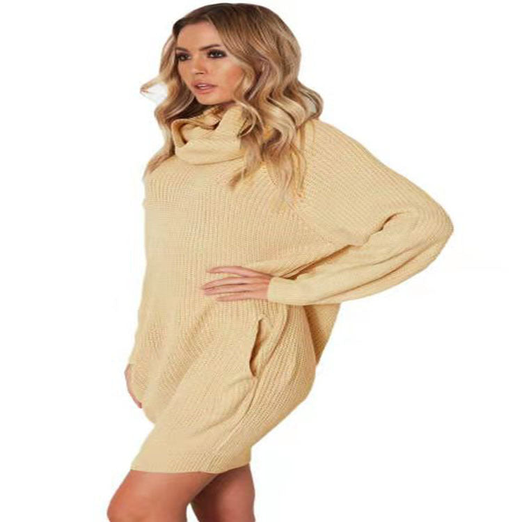 Lapel Loose Slimming and All-matching Pocket Mid-length Sweater