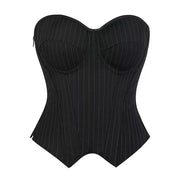 Women's Corset Top with Zipper and Boning for Waist Support and Shaping