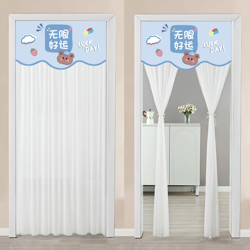 Non Perforated Magic Tape Gauze Double-layer Blackout Curtain