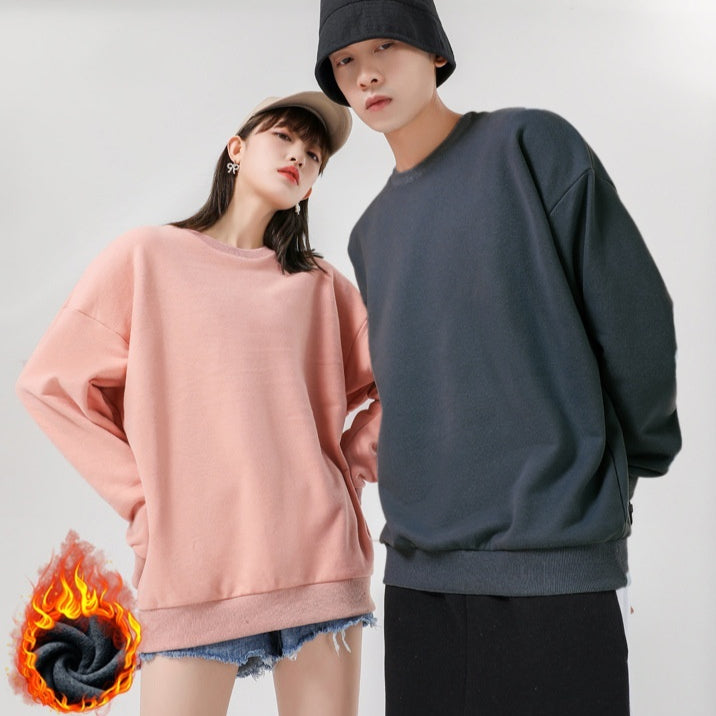 Cozy Fleece-Lined Solid Pullover Sweater for Men