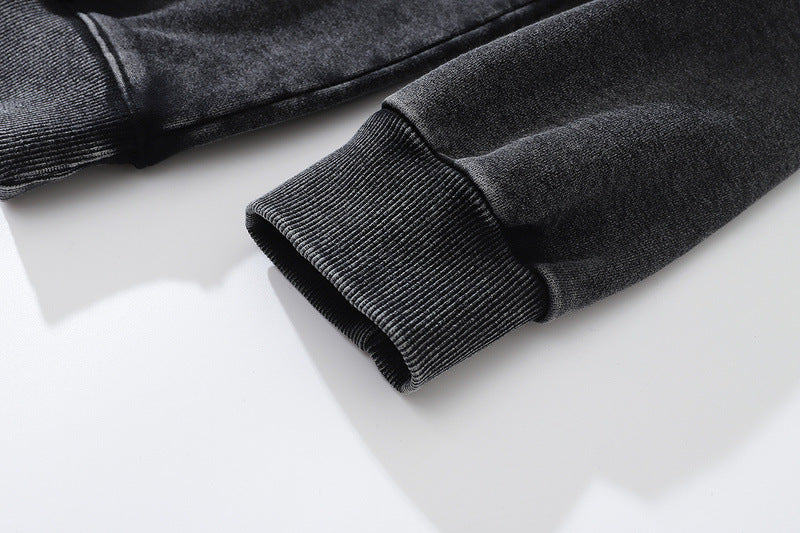 Retro Loose Hip Hop Hooded Terry Sweater for Streetwear