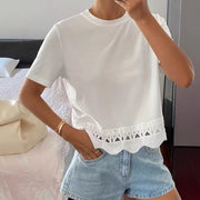 Versatile Cutout Short-Sleeve Shirt – Classic Solid Color