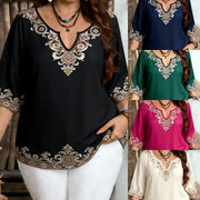 Floral V-Neck Plus-Size Top for Women