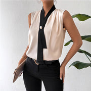 Summer New Style Womens Lace-up Sleeveless Base Shirt Blouse Top