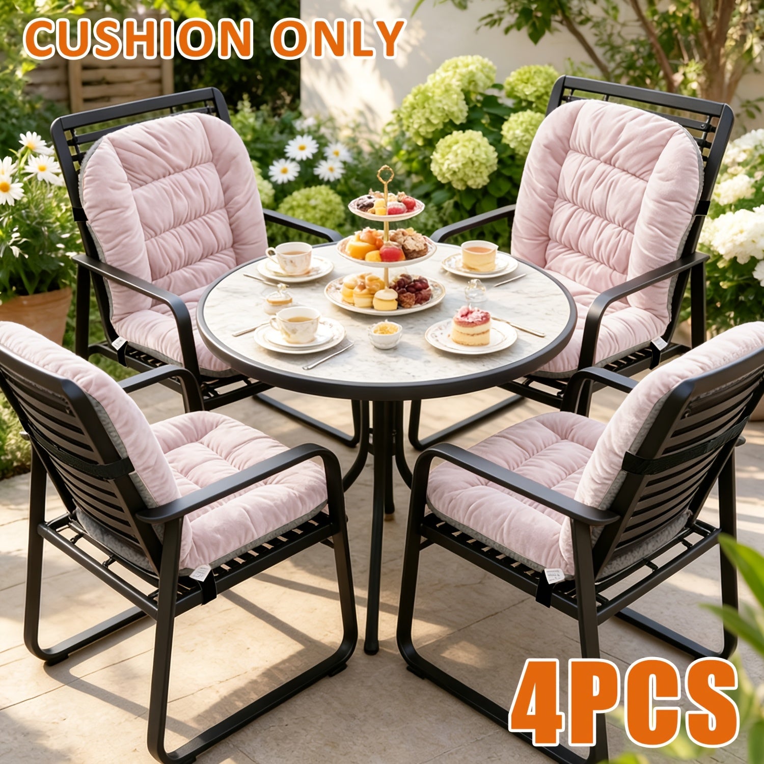 4pcs Thickened Outdoor Chair Cushions with Backrest Support, Suitable for Patio Furniture, Soft And Comfortable, Suitable for Garden Loungers, Terraces, And Balcony Furniture, Durable And Comfortable Fit