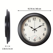 1pc 15in Silent Non-Ticking Wall Clock, Battery Operated Modern Analog Clock with Black Frame & White Face, Easy-to-Read Numerals, Compact Design for Home, Office, Kitchen, Bedroom, Bathroom, School - AA Battery Not Included